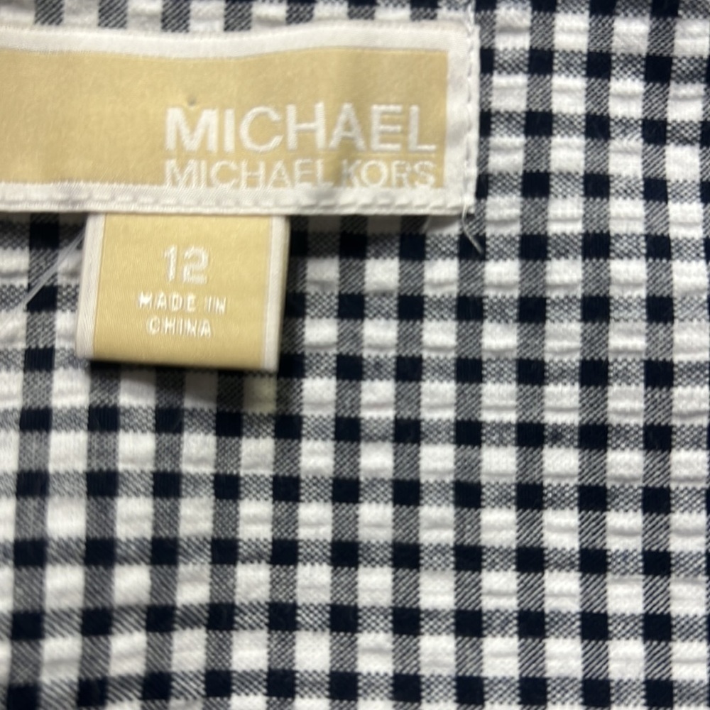 Michael Kors Gingham Skirt Navy White - Picture 5 of 6